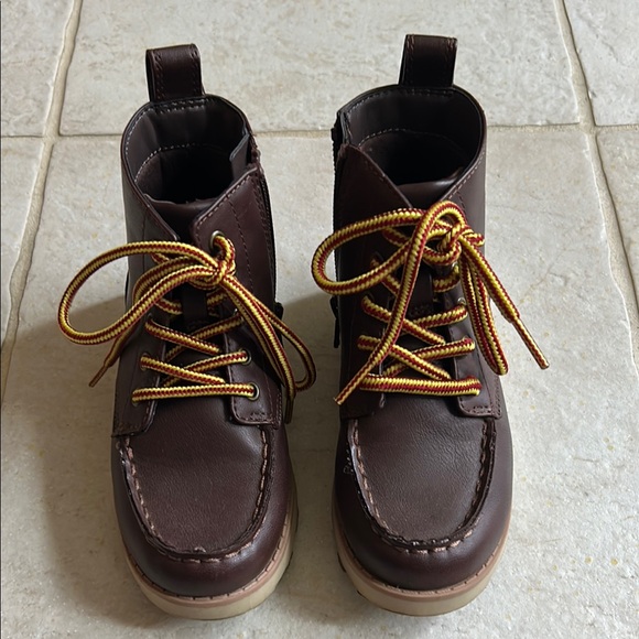 Cat & Jack Other - Cat & Jack Brown Boots with Yellow Laces